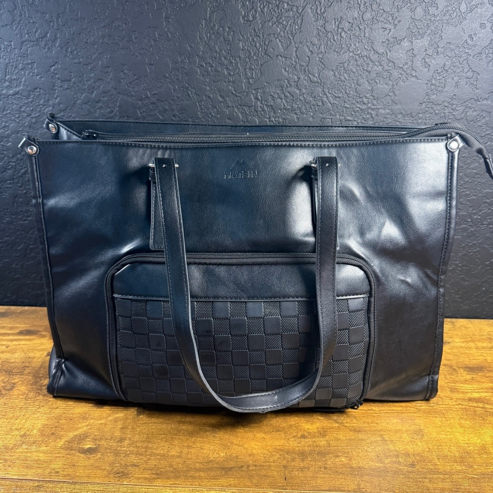 Matein Leather Insulated Laptop‎ Tote Bag Black Business Travel 15.6 in